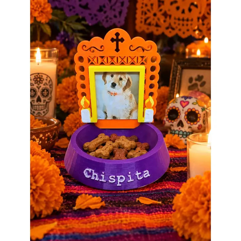 Customizable Pet Memorial Bowl - Día De Los Muertos Dog Altar - Personalized Remembrance Gift - Pet Loss Memorial Decor