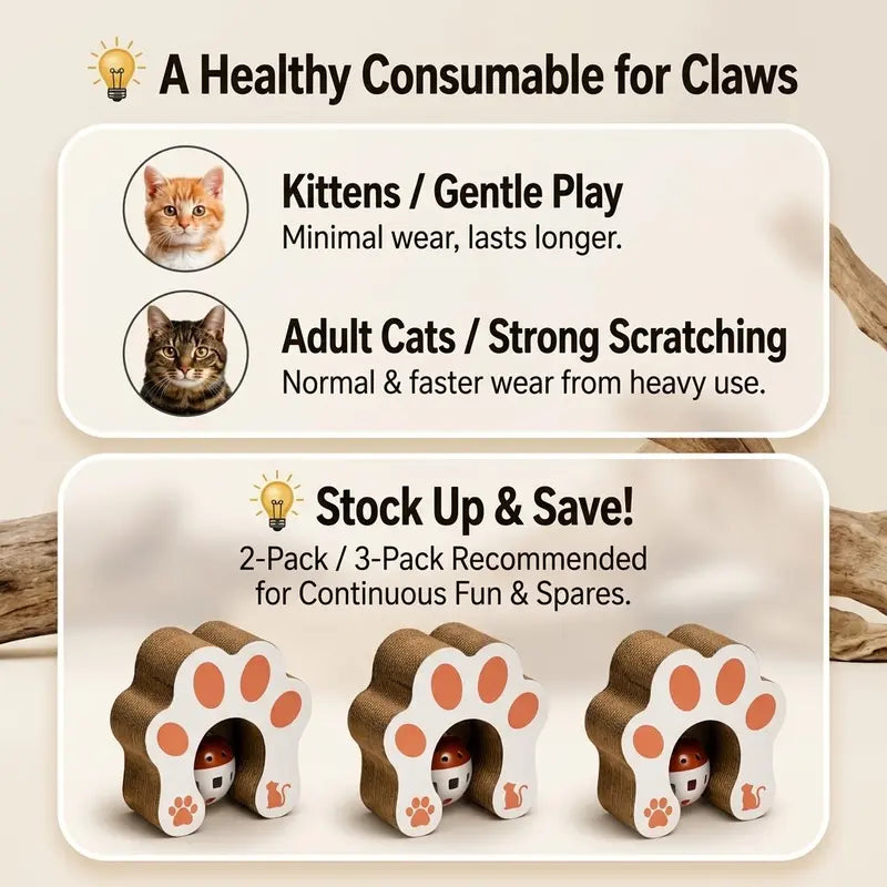 Foldable Magic Cat Scratcher with Interactive Ball - Magnetic Corrugated Scratching Board and Track Toy for Indoor Cats and Kittens, Protects Floors and Furniture from Claw Damage