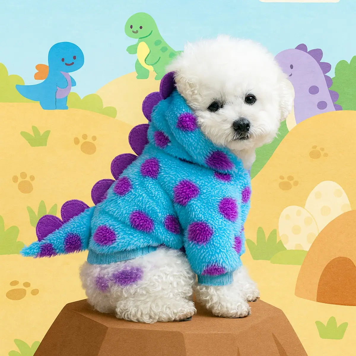 Floral Print Dinosaur Costume for Small Dogs - Stylish and Comfortable Two-Leg Outfit for Teddy, Bichon, Pomeranian, and Yorkie Breeds
