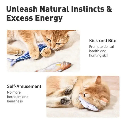 3-Pack Rechargeable Interactive Cat Fish Toys - Realistic Flapping Sardine, Saury, and Yellow Croaker Designs, 7.1 Inches, Tap-Activated with 3 Flap Modes and Catnip, Suitable for All Cat Breeds