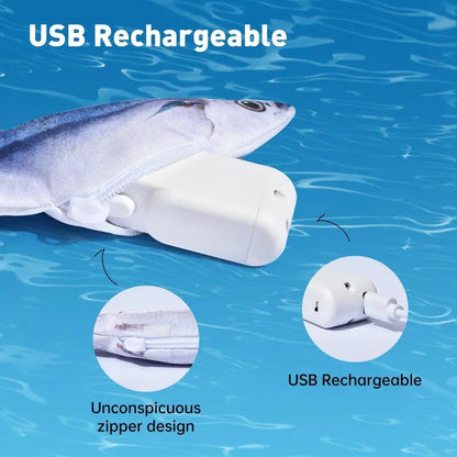 3-Pack Rechargeable Interactive Cat Fish Toys - Realistic Flapping Sardine, Saury, and Yellow Croaker Designs, 7.1 Inches, Tap-Activated with 3 Flap Modes and Catnip, Suitable for All Cat Breeds