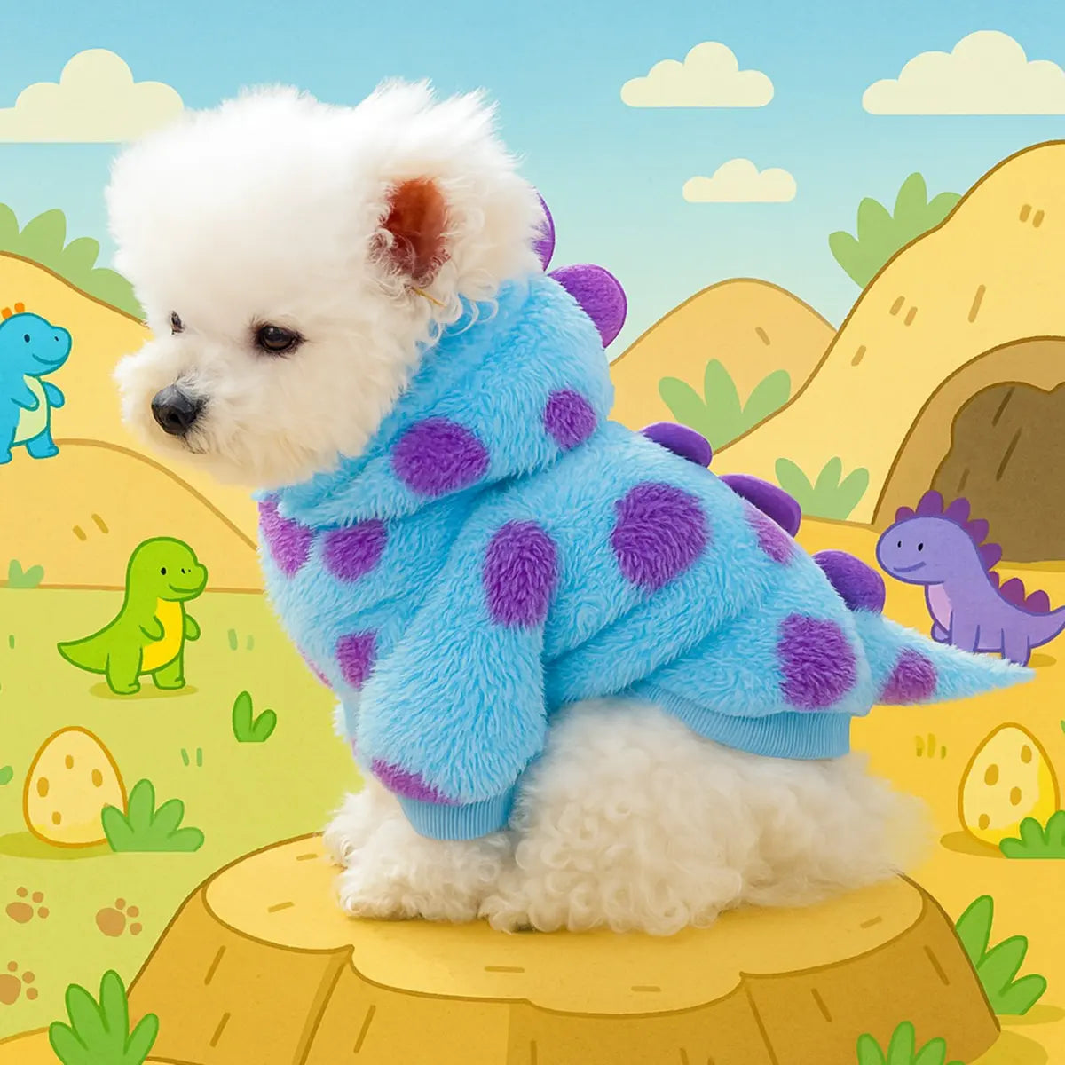 Floral Print Dinosaur Costume for Small Dogs - Stylish and Comfortable Two-Leg Outfit for Teddy, Bichon, Pomeranian, and Yorkie Breeds
