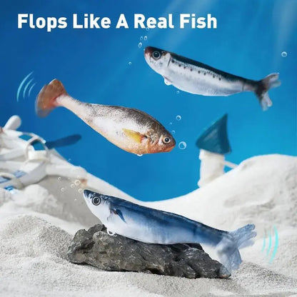3-Pack Rechargeable Interactive Cat Fish Toys - Realistic Flapping Sardine, Saury, and Yellow Croaker Designs, 7.1 Inches, Tap-Activated with 3 Flap Modes and Catnip, Suitable for All Cat Breeds