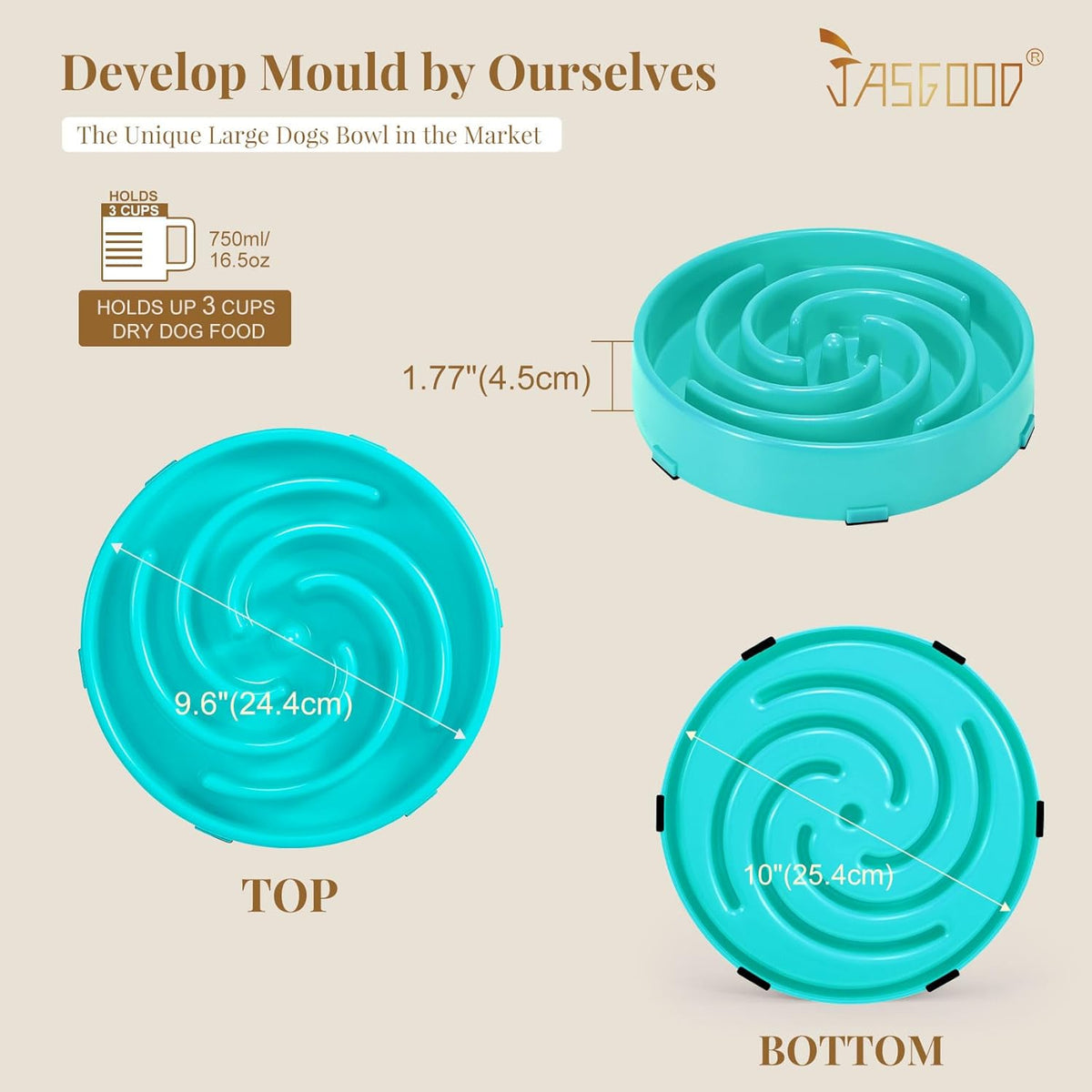 Slow Feeder Bowl for Large and Medium Dogs, Anti-Gulping Design to Prevent Bloat and Choking