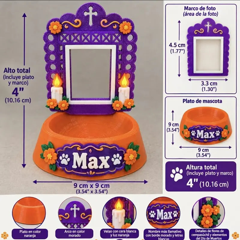 Customizable Pet Memorial Bowl - Día De Los Muertos Dog Altar - Personalized Remembrance Gift - Pet Loss Memorial Decor